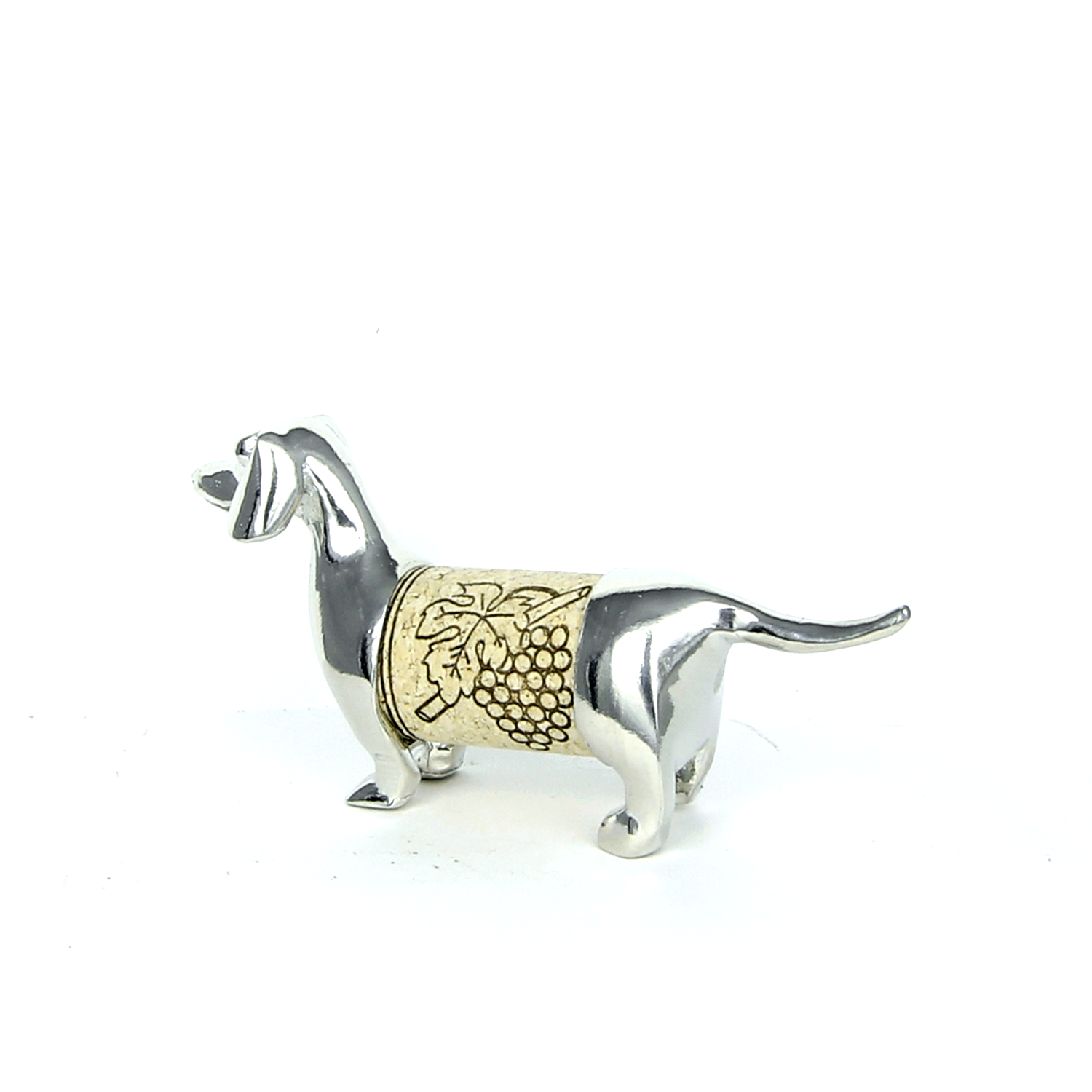 Lucina K Cork Dachshund Sculpture Displays Wine Cork Handcrafted Pewter