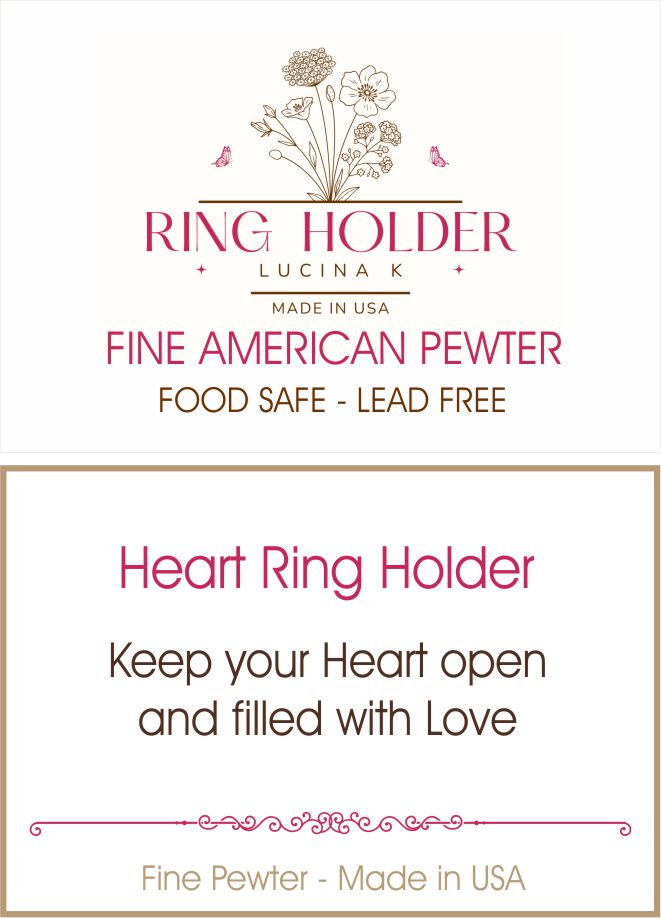 Heart Ring Holder story card reading Keep your Heart open and filled with Love