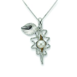 Single Pearl Pea Pod Necklace in Sterling Silver