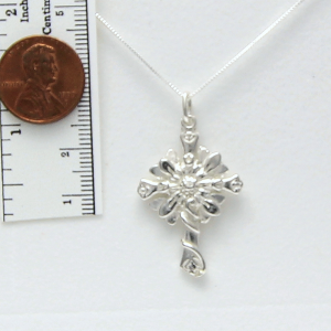 Sterling Silver Sunflower Cross Necklace by Lucina K. artist Lori Strickland