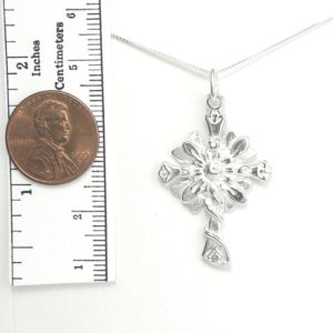 Sunflower Cross Necklace - Handcrafted Sterling Silver by Lucina K.