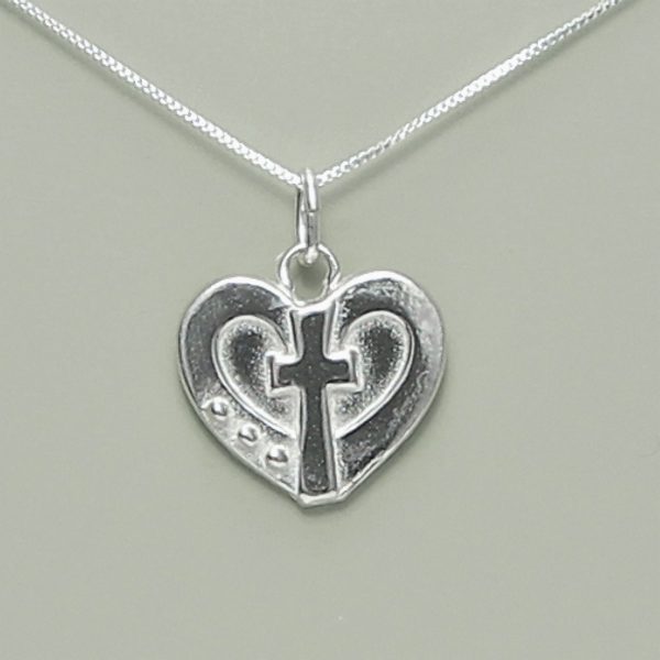 Truly Loved Cross and Heart Necklace Sterling