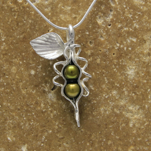 2 Peas in a Pod Sterling Necklace by Lucina K.