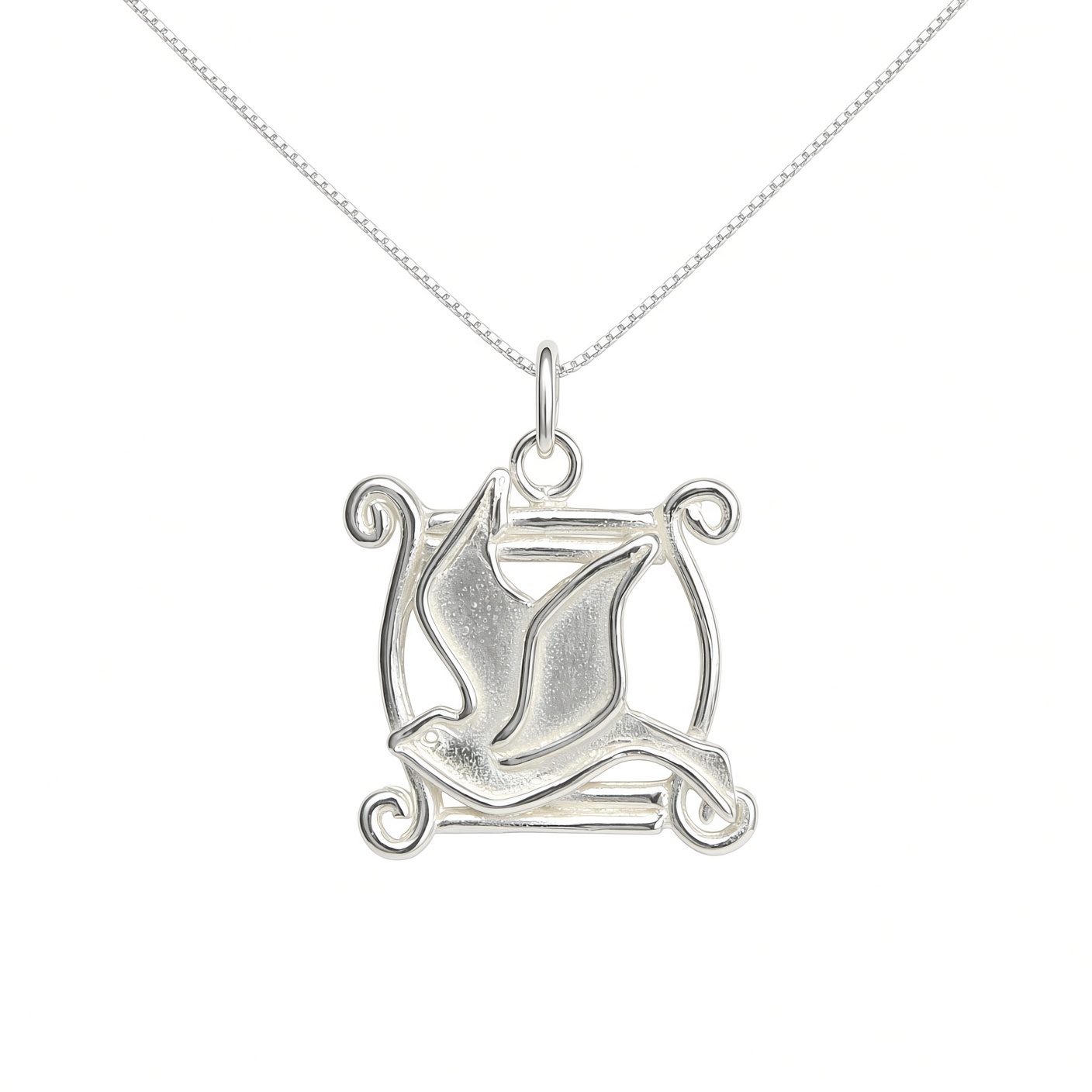 Dove Scroll Necklace - Sterling Silver