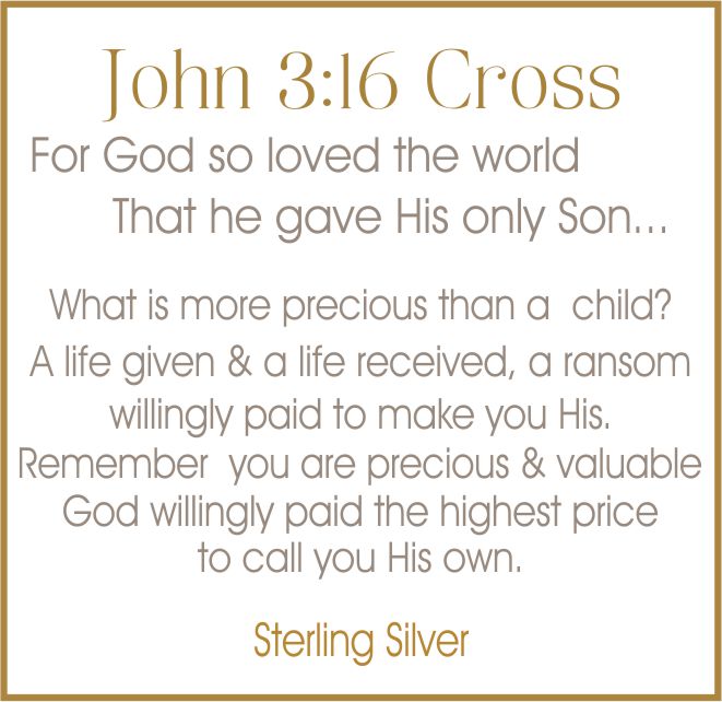 John 3:16 Cross small necklace - Sterling Silver