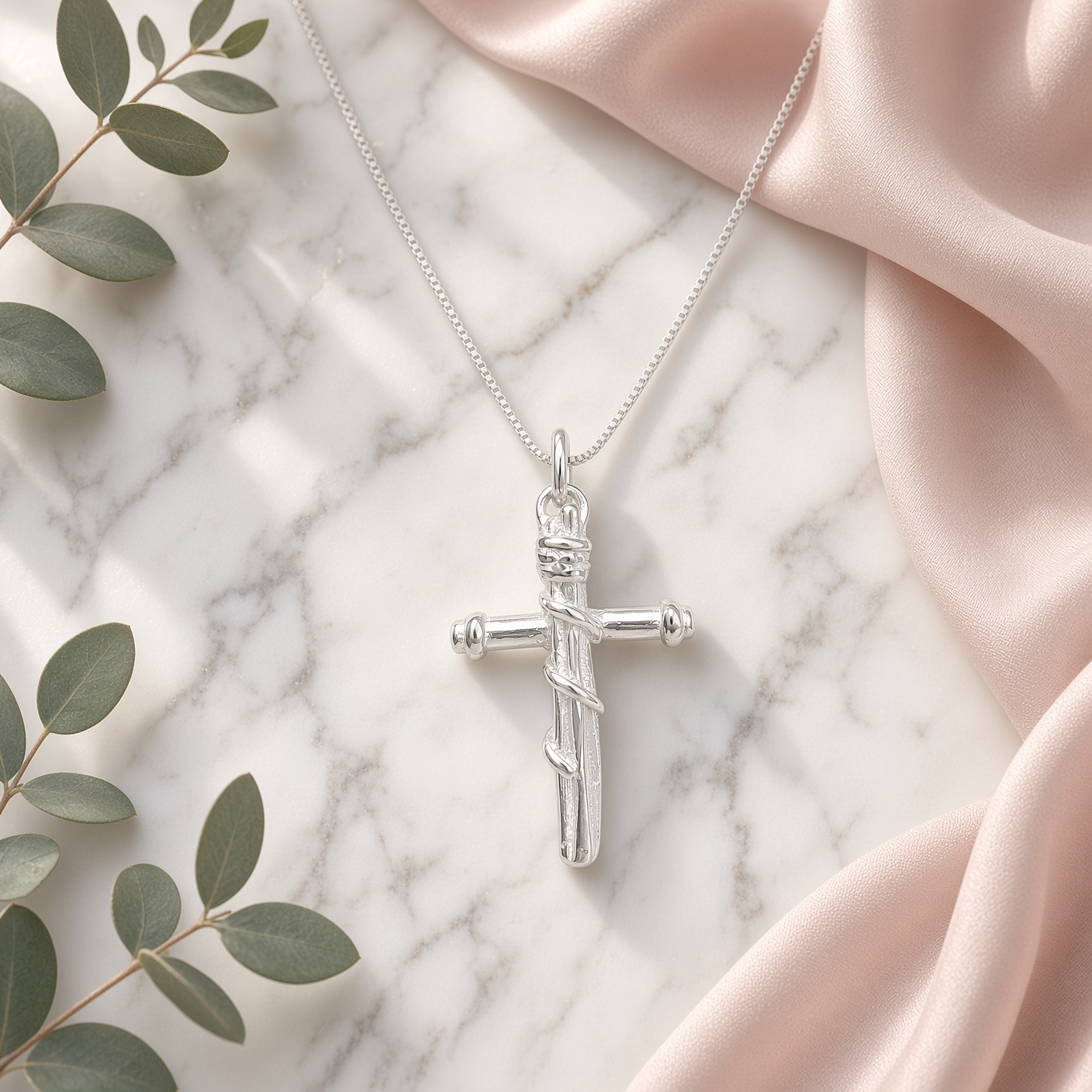 Mission Cross Necklace Sterling Silver - Witness and Service