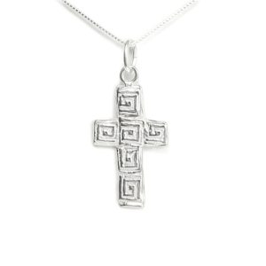 Mosaic Cross Necklace Sterling Silver