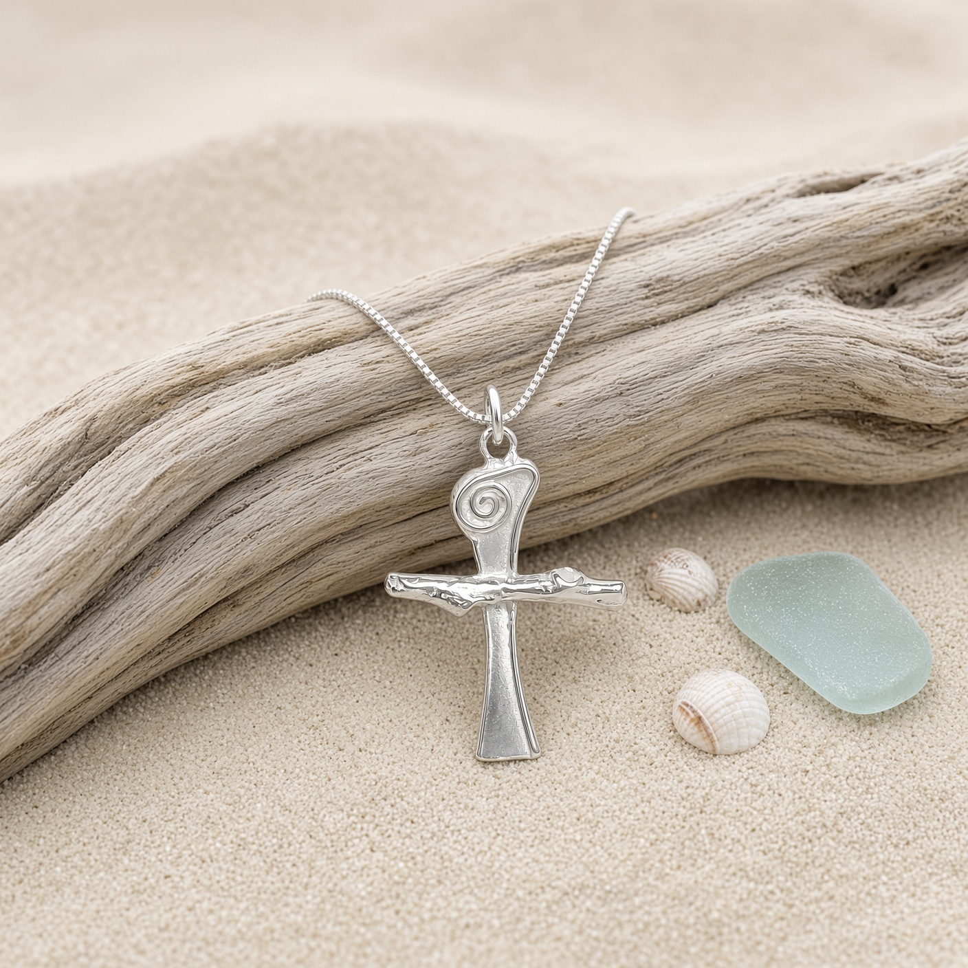 Scroll Cross Necklace Sterling Silver by Lucina K