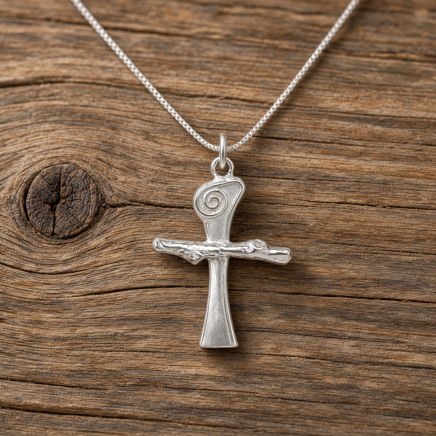 Scroll Cross Necklace Sterling Silver by Lucina K