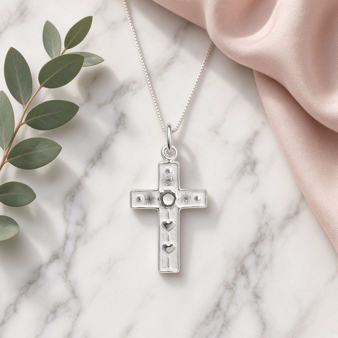 Wonderfully Made Cross necklace - Sterling Silver by Lucina K