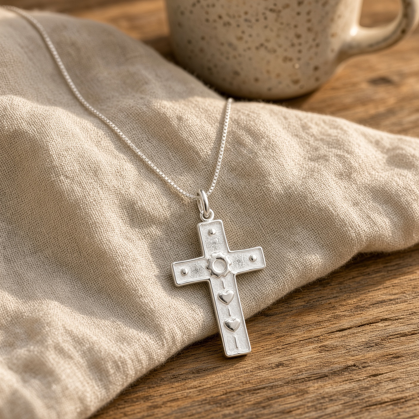 Wonderfully Made Cross necklace - Sterling Silver by Lucina K