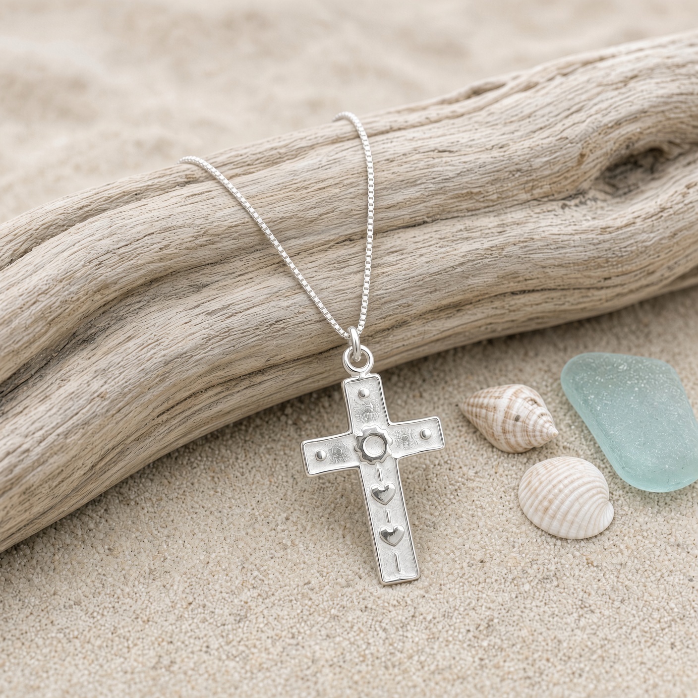 Wonderfully Made Cross necklace - Sterling Silver by Lucina K