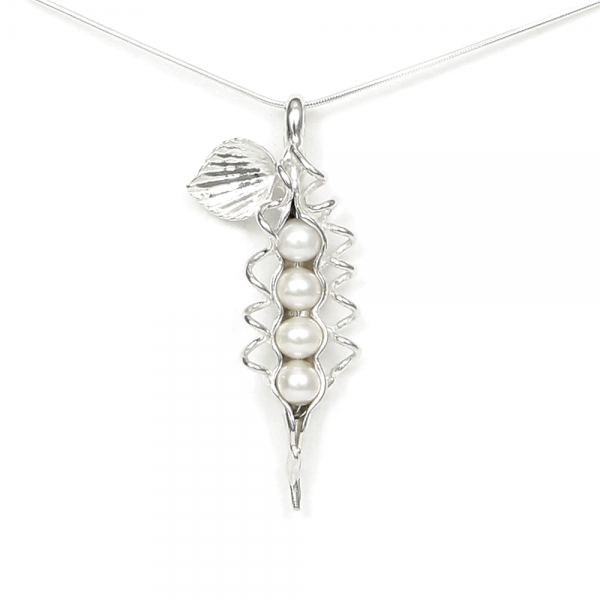 4 Pearl How Many Peas in Your Pod Necklace - White Pearl