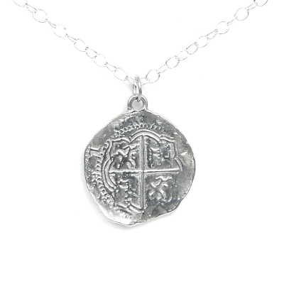 Bright Finish Pieces of Eight Coin Necklace Pewter