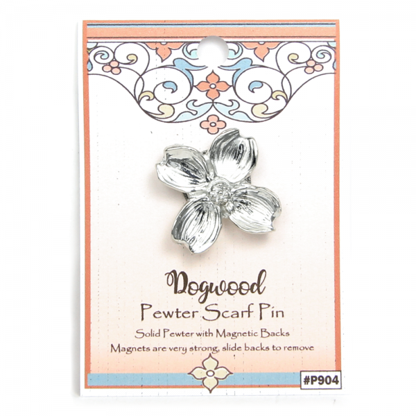 Dogwood Magnetic Scarf Pin - Handcrafted Pewter by Lucina K.