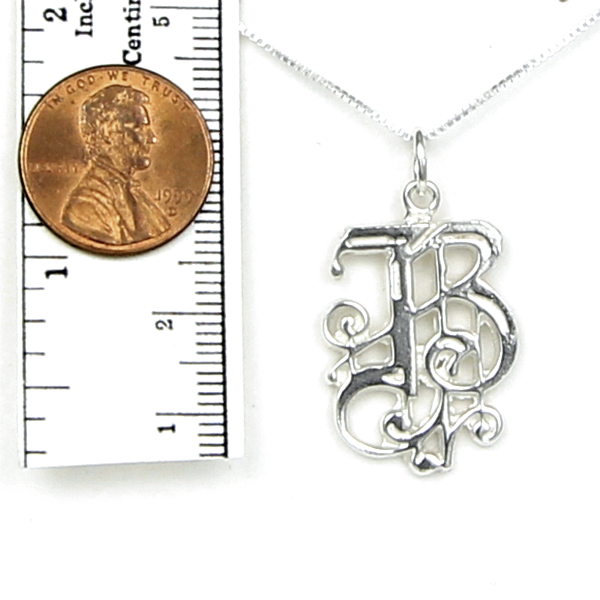 Initial Letter B Sterling Silver Necklace