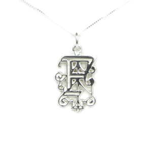 Initial Letter F Sterling Silver Necklace