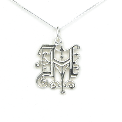 Initial Letter H Sterling Silver Necklace