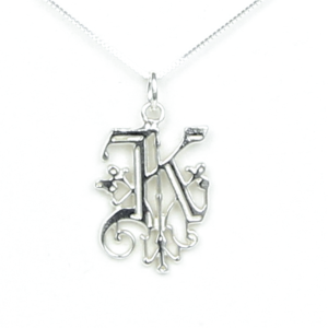 Initial Letter K Sterling Silver Necklace