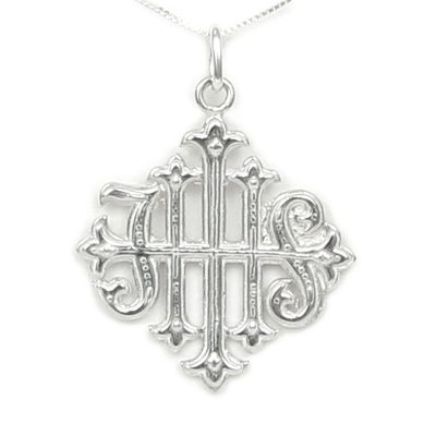 Christogram IHS Cross Necklace Sterling silver