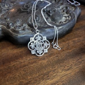 Christogram IHC Cross Necklace in Sterling Silver