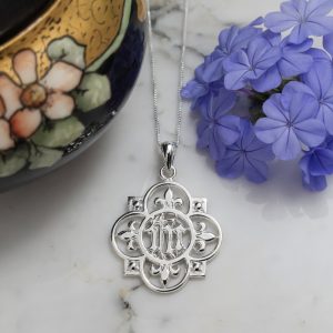 Christogram IHC Cross Necklace in Sterling Silver