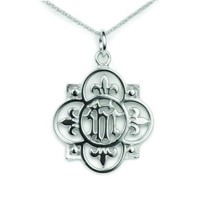 Christogram IHC Cross Necklace in Sterling Silver