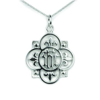 Christogram IHC Cross Necklace in Sterling Silver