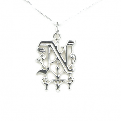 Initial Letter N Sterling Silver Necklace