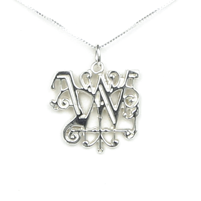Initial Letter W Sterling Silver Necklace