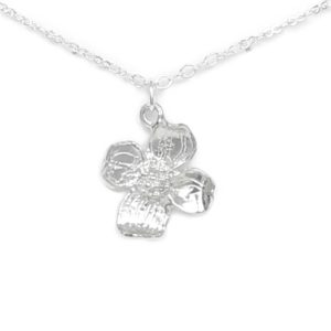 Pewter Dogwood flower necklace by Lucina K.