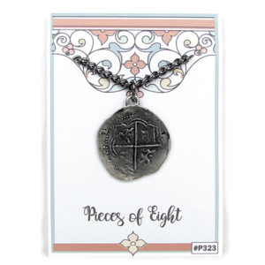 Antique Finish Pieces of Eight Coin Necklace Pewter