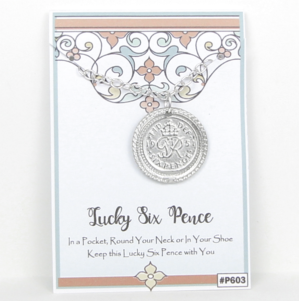 Lucky Six Pence Pewter Coin Necklace