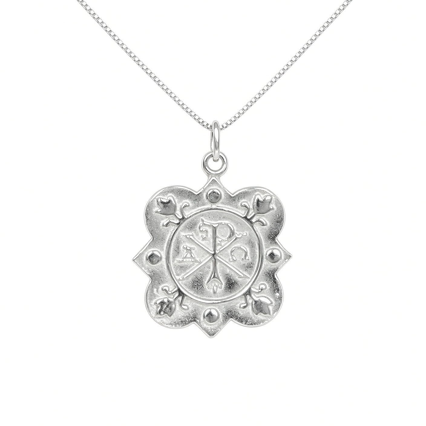 Chi Rho Quatrefoil Necklace - Sterling Silver