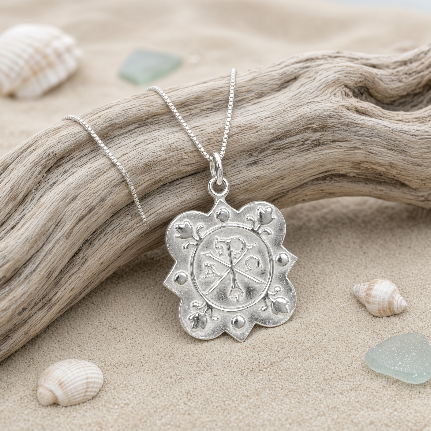 Chi Rho Quatrefoil Necklace - Sterling Silver