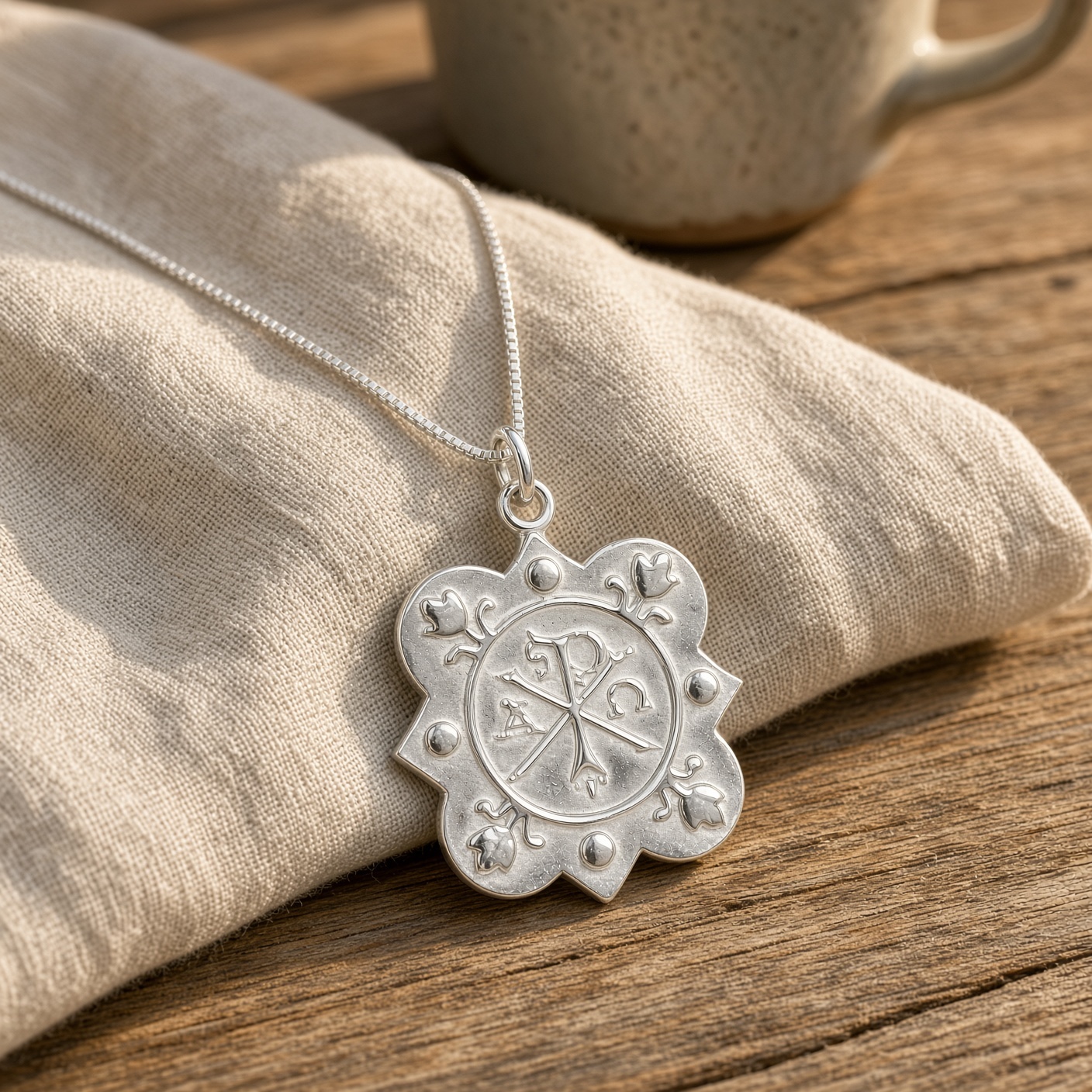 Chi Rho Quatrefoil Necklace - Sterling Silver