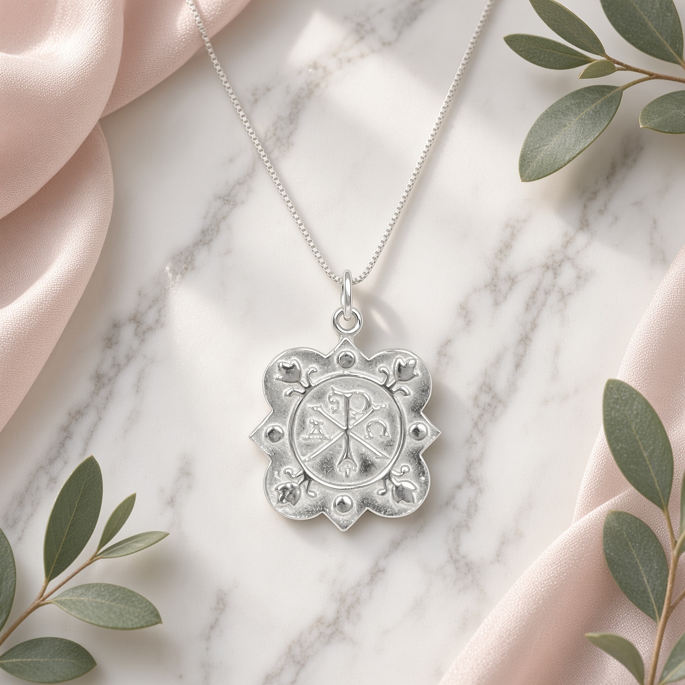 Chi Rho Quatrefoil Necklace - Sterling Silver