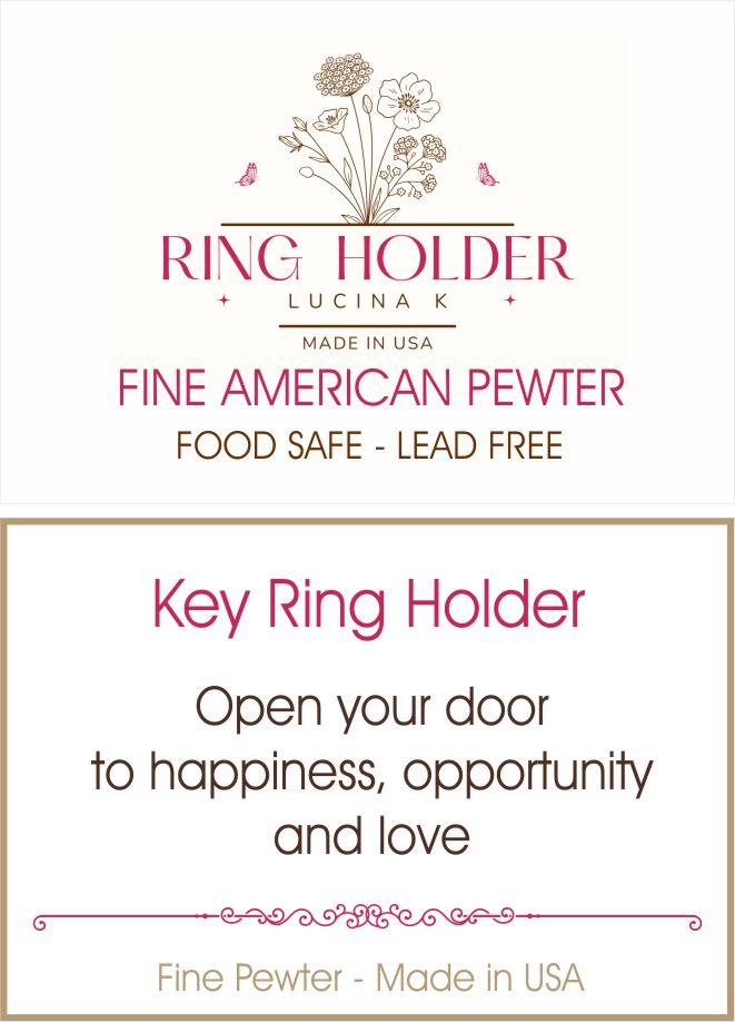Key Ring Holder story card reading Open your door to happiness, opportunity and love