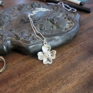 Dogwood Flower Necklace Sterling Silver