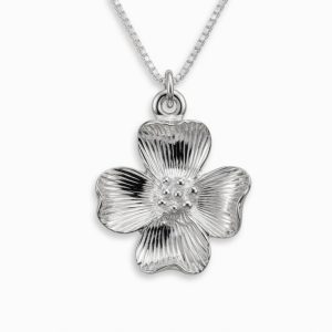 Dogwood Flower Necklace Sterling Silver