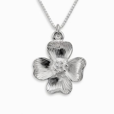 Dogwood Flower Necklace Sterling Silver
