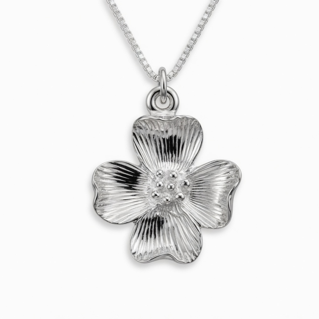 Dogwood Flower Necklace Sterling Silver