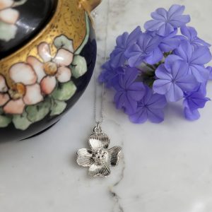 Dogwood Flower Necklace Sterling Silver