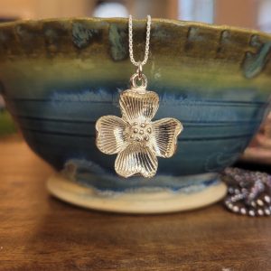 Dogwood Flower Necklace Sterling Silver