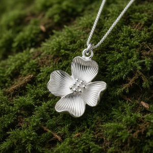 Dogwood Flower Necklace Sterling Silver