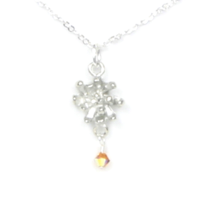 November Flower Chrysanthemum Necklace with Birthstone Colored Crystal