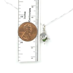 May Lily of the Valley Flower Necklace w/ Birthstone Crystal