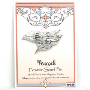 Peacock Magnet Scarf Pin Pewter