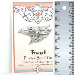 Peacock Magnet Scarf Pin Pewter