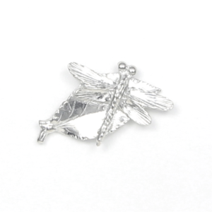 Dragonfly on Leaf Magnetic Scarf Pin Pewter